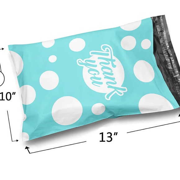 25 10X13 Blue Polka Dot Thank You Poly Mailers,  PRICE IS FIRM - Picture 2 of 2
